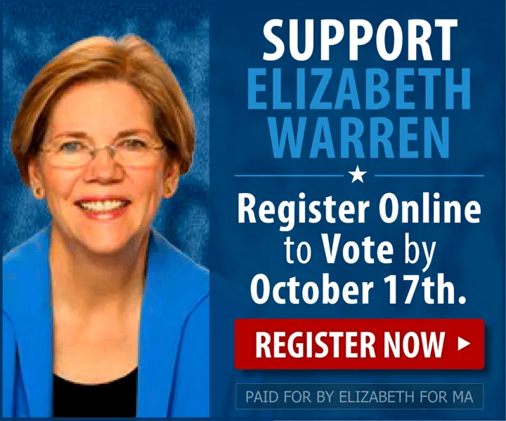 ELIZABETH WARREN FOR MA Register to Vote Banner Ad